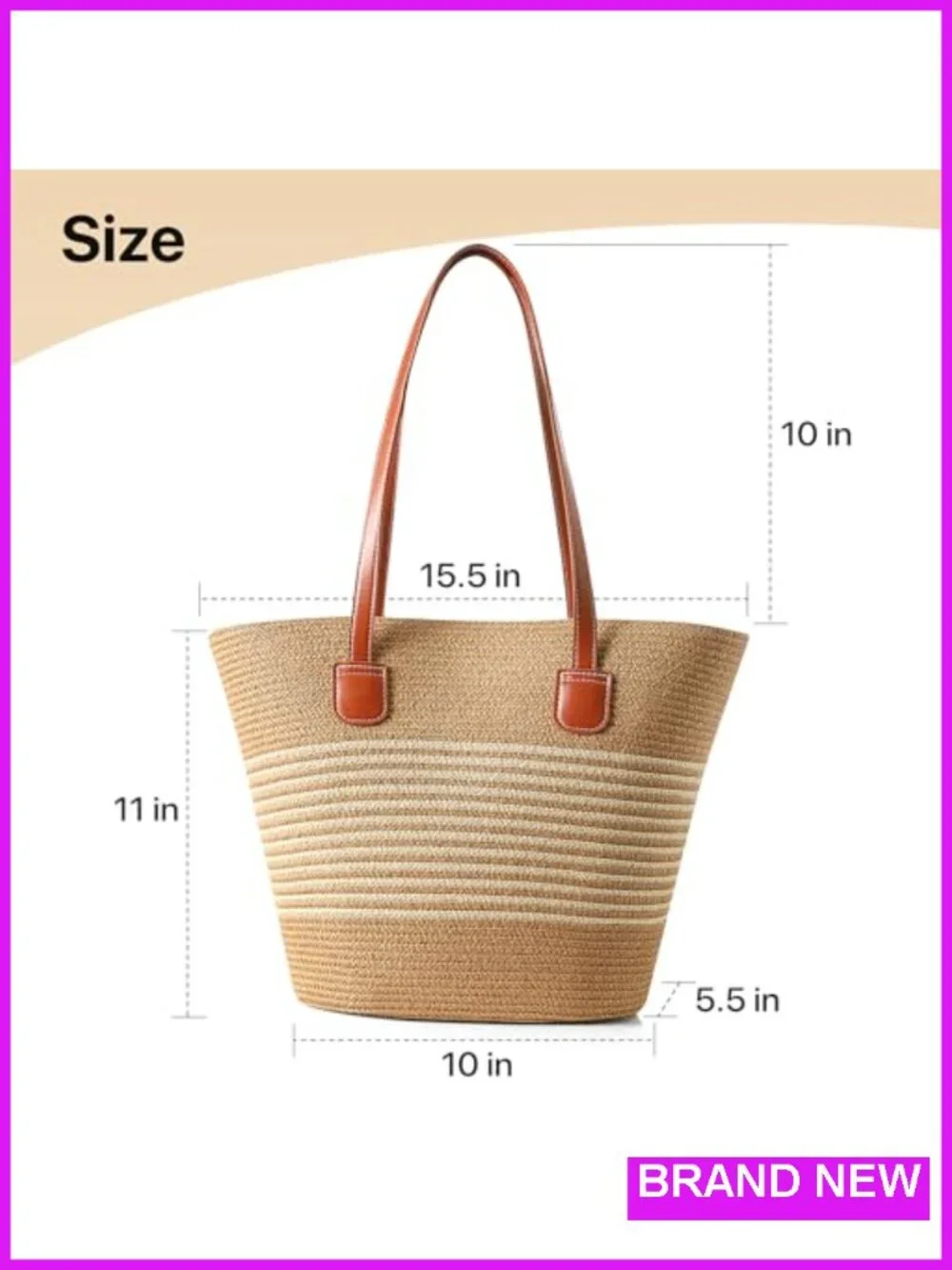 Handwoven Straw Tote Bag, Summer Shoulder Bag for Travel, Beach, Errands